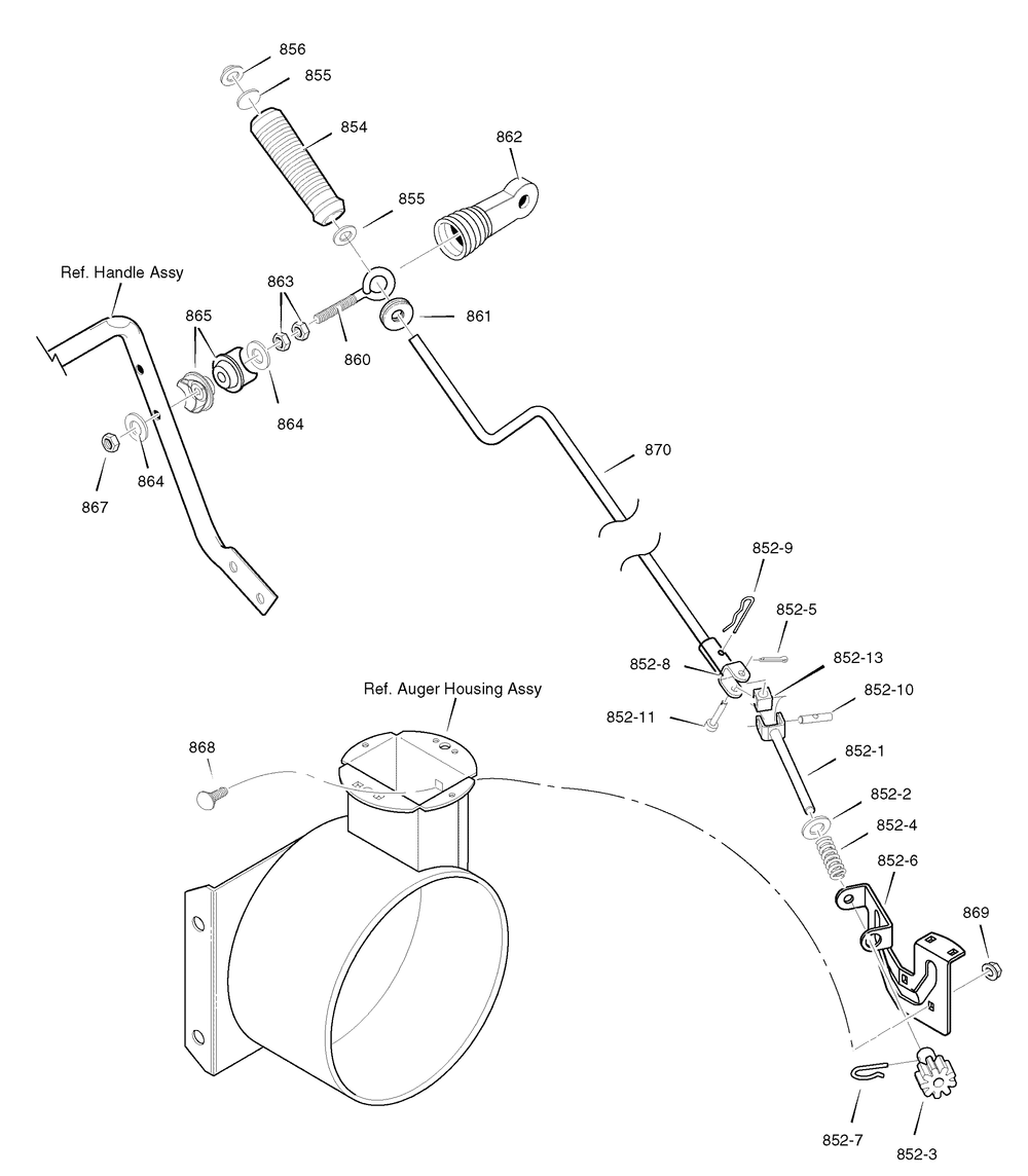 Chute Rod Diagram and Parts List for 6240810X85-18-2857-28 2007 Briggs and Stratton Snow Blower